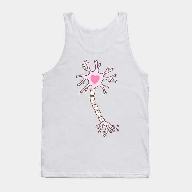 Neuron Heart Pink Brown Tank Top by Sofia Sava